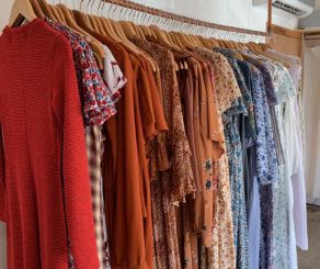 Rack of dresses at christy dawn in Los Angeles