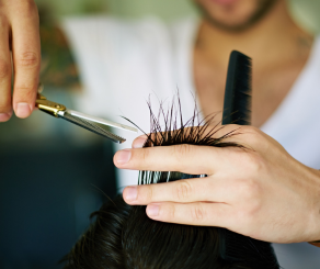 Man cutting hair