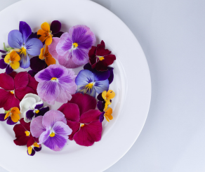 plate of edible flowers