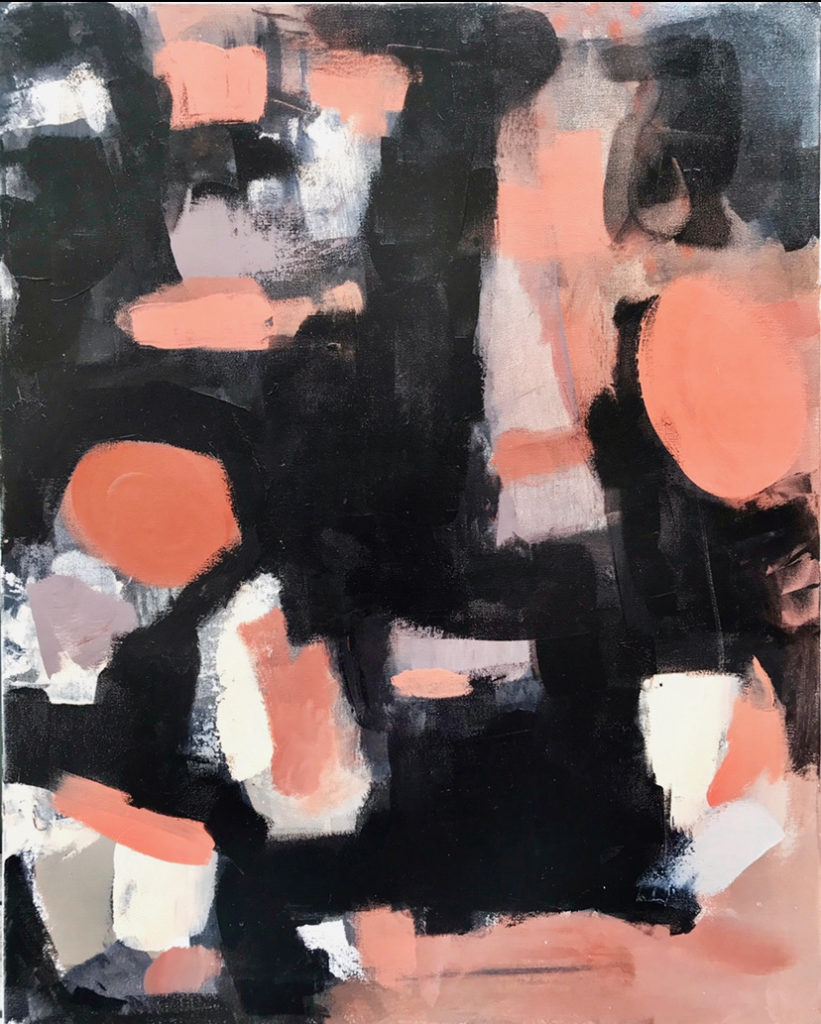 Ashley_Trabue_Painting with Black and Salmon colors